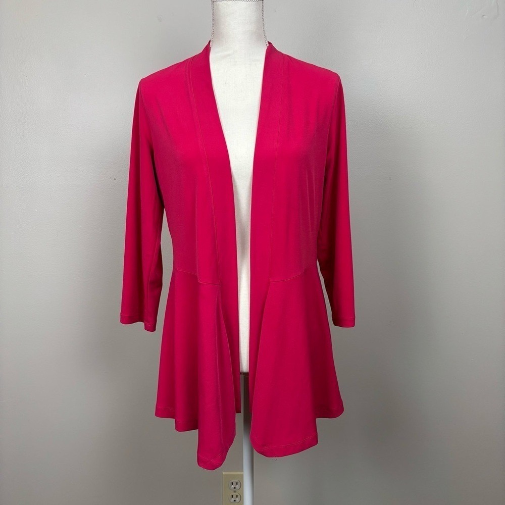 Susan Graver Cardigan XS Pink Womens Weekend Open Front Liquid Knit Comfort